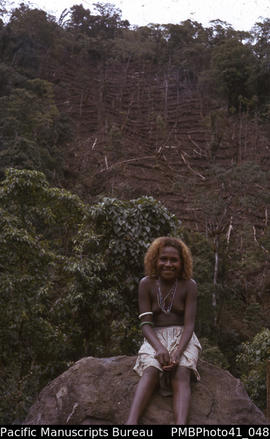 'Out from Tambalusa [young girl with garden in background] – Sutakiki, Guadalcanal'