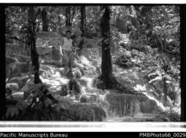 Travertine waterfalls.  Later exhibited on a postage stamp