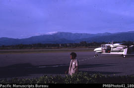 'BN Islander plane at Henderson Airport – inter-island plane, Guadalcanal'