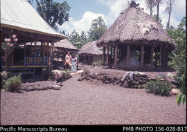 Traditional fales in village centre, Upolu, Samoa