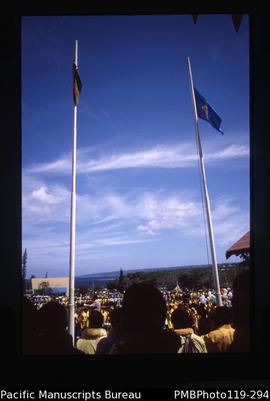 'Jubilee, PCV [Presbyterian Church of Vanuatu] and Vanuatu flag'