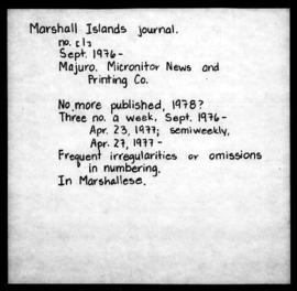 The Marshall Islands Journal, 1977, January-April