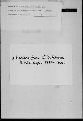 Letters from S. B. Fellows to his wife