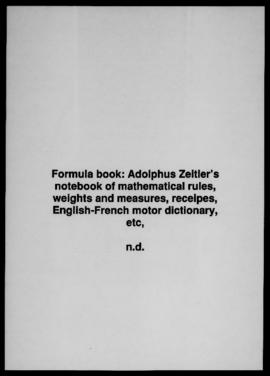 Adolphus Zeiter's formula book