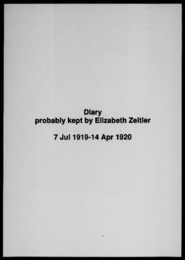 Diary kept by Elizabeth Zeitler, pp.1-18