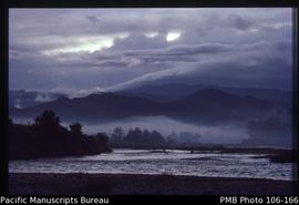 [The Baliem Valley with the Uwe or Wamena River at dawn]