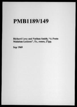 Richard Levy and Nathan Smith, “A Proto Malaitan Lexicon”, Ts., roneo, 27pp.