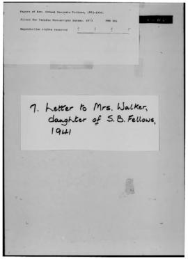 Letter from Methodist Mission in Papua to Mrs A. T. Walker (daughter of S. B. Fellows) concerning...