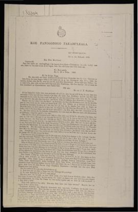 Government Proclamation. Letter to and from Rev. J.E. Moulton to Mr Baker (Photocopy)