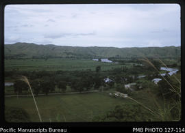 'Sigatoka Valley showing river, cultivated alluvial lowlands and mountains, Fiji'