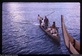 'Canoe bringing passengers to MV Maira, Santa Ysabel'