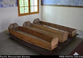 Coffins used to displace the bodies of those executed by the Germans at the Mont Valérien, on dis...