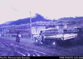 'Baiyer River, Roads: abandoned utility [ute], a not uncommon sight; 4WD government vehicles in y...