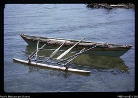 'Typical Gilbertese outrigger canoe, Wagina Island'