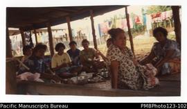 Vaega women in Apia making food for the Methodist Women's Conference. Vaitele Uta, Upolu