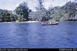 [People in canoe] Blamoli lagoon, Santa Cruz
