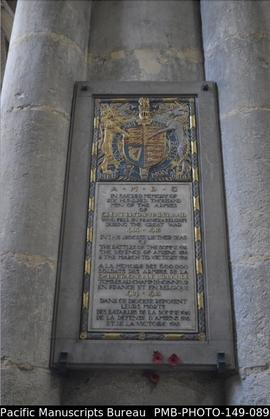 Commemorative plaque in memory of the 600 000 British and Irish soldiers who were killed in actio...