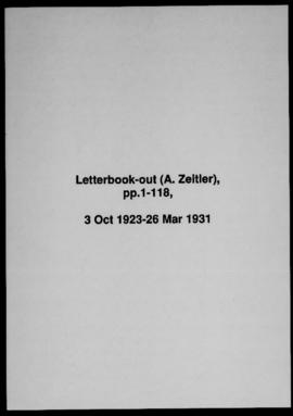 Correspondence out 1923-1931 - Letterbook-out (A. Zeitler),