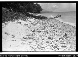 Beach West Honiara with debris from storm