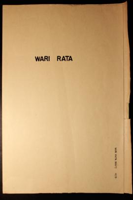 Report Number: 409 Wari Rata. [missing. Empty file cover.] Includes map with scale 1”=10 chns