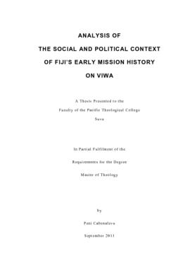 Analysis of the Social and Political Context of Fiji's Early Mission History on Viwa