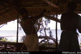[Men] Making turtle net, Buala village, Santa Ysabel