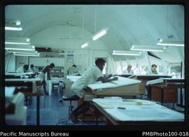 "Students in Drawing Office of Survey Drafting School, Lands Department, Honiara"