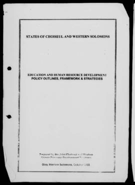 States of Choiseul and Western Solomons, Education and Human Resource Development Policy Outlines...