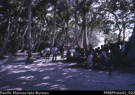 Nupani people visiting Minevi – Te Motu, Gracioza Bay, Santa Cruz