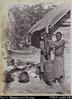 'Women of Alu with pestle and mortar and cooking pots'