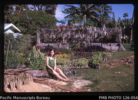 'Liz Baker in the plant nursery at the Tropical Garden, Tonga'