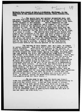Transcript extracts of London Missionary Society correspondence, 1908-1926