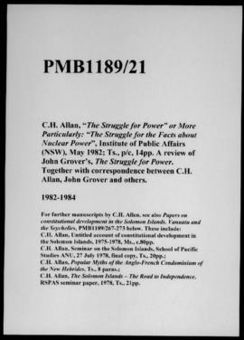 C.H. Allan, “The Struggle for Power” or More Particularly: “The Struggle for the Facts about Nucl...