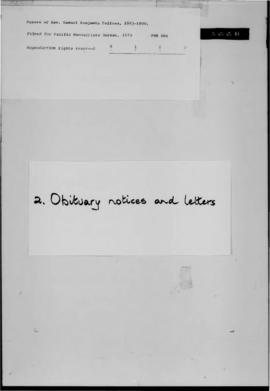 Obituary notices and letters