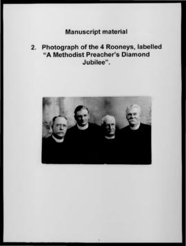 Photograph of the 4 Rooneys, labelled “A Methodist Preacher’s Diamond Jubilee”.