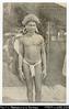 Portrait of Solomon Islands man (postcard). Written on front in red: 'Native, Solomon Islands, sh...