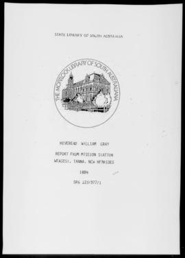 Rev William Gray Report from Mission Station Weasisi, Tanna, New Hebrides, 1884