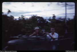 'Howard Dickenson, VSO and Geoff Fursse, VSO in the MPEPP truck, Honiara'