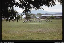 'Roman Catholic schoolchildren from Loga Island on Gizo playing field'