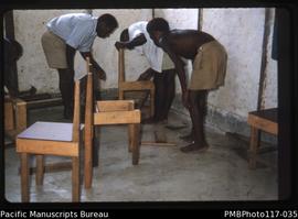 ‘Making chairs in District School for classrooms, South West Bay.’