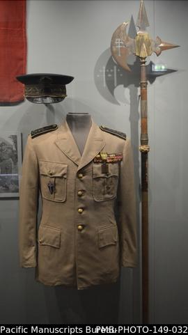 Admiral Thierry d’Argenlieu’s uniform on display at the Museum of the Order of Liberation, in the...