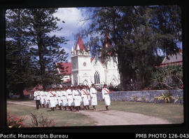 'Tonga Police Force Royal Guard, entering Palace grounds, Tonga'
