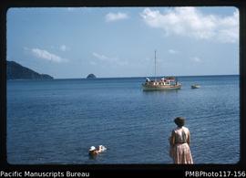 'Val farewelling 'Goodwill' with Sister Edgar on board. Ten Stick Island behind. Wendy is in the ...