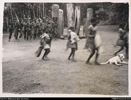 'Heathen dance at Loktetesmok. Mindua [Mindu]. October 10th 1940', men and women dancing, Mindua,...