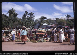 'Saturday morning market, on the corner of Tui Street, Tonga'