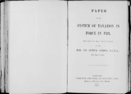 'Paper on the System of Taxation in Fiji, read before the Colonial Institute'