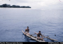 Canoes off fishing, Tikopia
