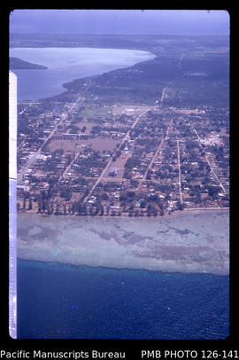 'Aerial view of central area of Nuku'alofa with Taaufa'ahau and Vaha'akolo Roads, Tonga'