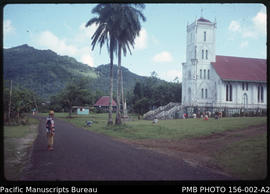 Road towards Falefa Falls, past the Congregational Church, Upolu, Samoa
