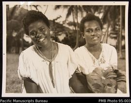 Mary and Mucky, house girls to Mrs. Jessie Murray, Nguna mission house